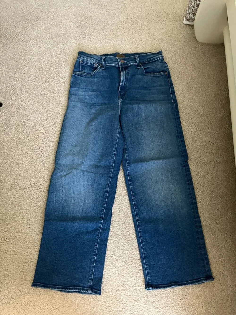 MOTHER The Dodger High Rise Ankle Wide Leg Jeans in Work Hard Play Hard Wash